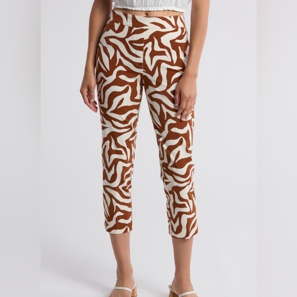 NWT Spanx On The Go Print Ankle Slim Straight Leg Pants Clay Zebra tall fit - Picture 1 of 11